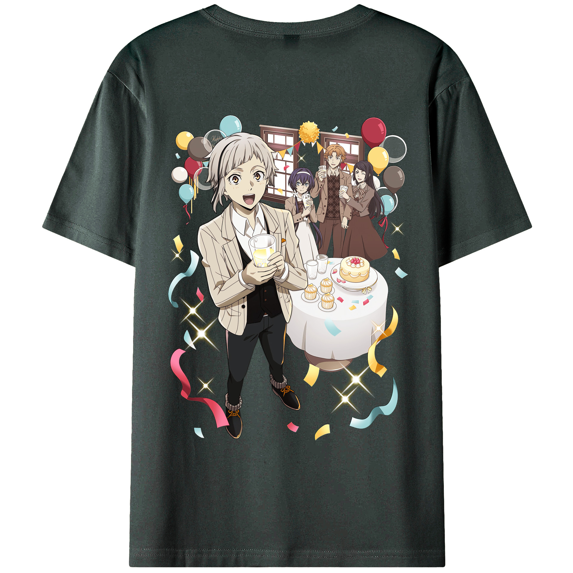 （画像用） 文豪ストレイドッグス Bungo Stray Dogs 綿100％ メンズ半袖Tシャツ（バックプリント） 通気性
